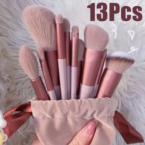 13 pçs pincéis de maquiagem conjunto sombra de olho fundação feminino escova cosmética sombra blush beleza macio compõem ferramentas saco